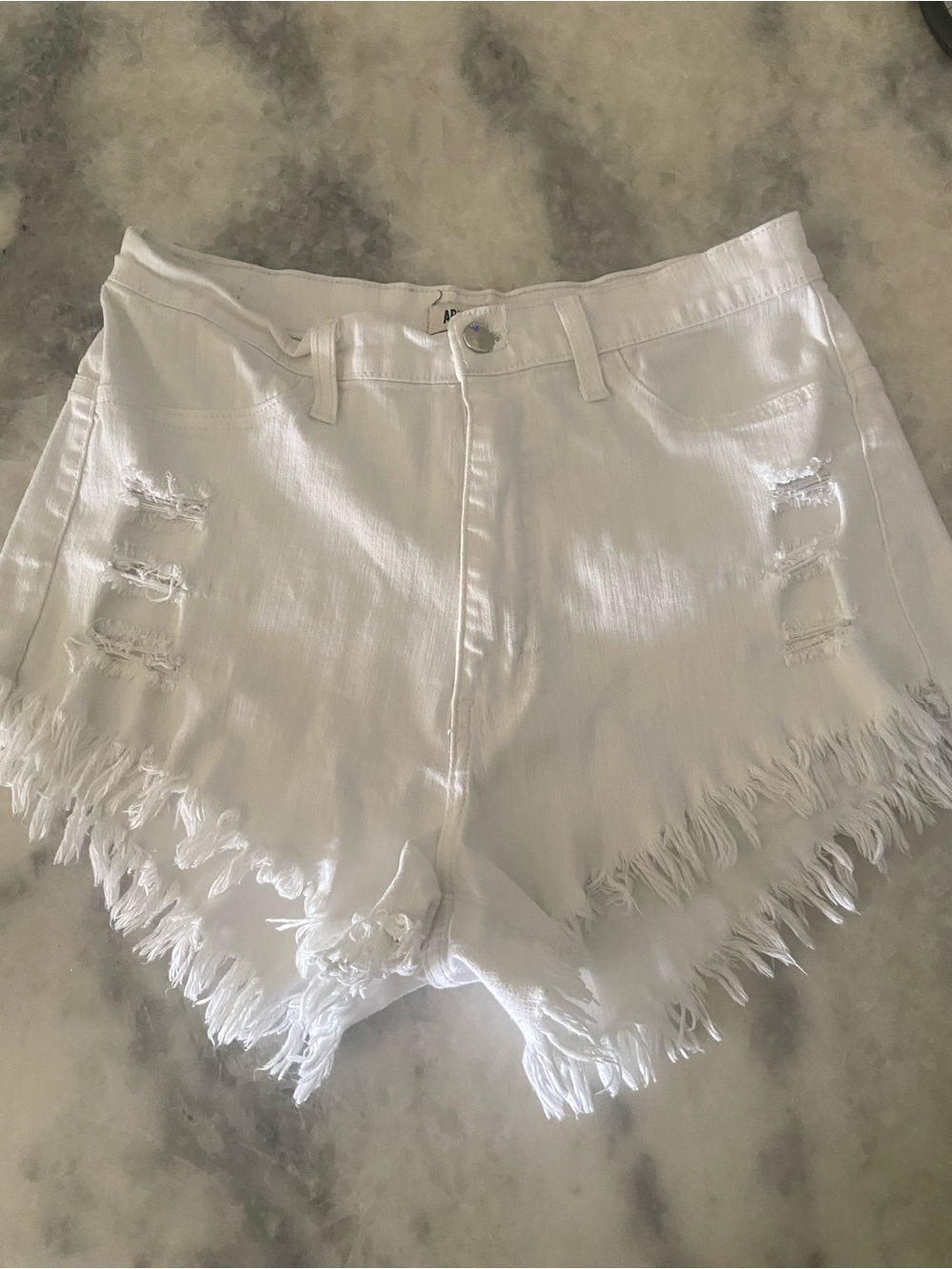 Aphrodite White Frayed Edge Distressed Denim Shorts Sz 1x ( xl 14)